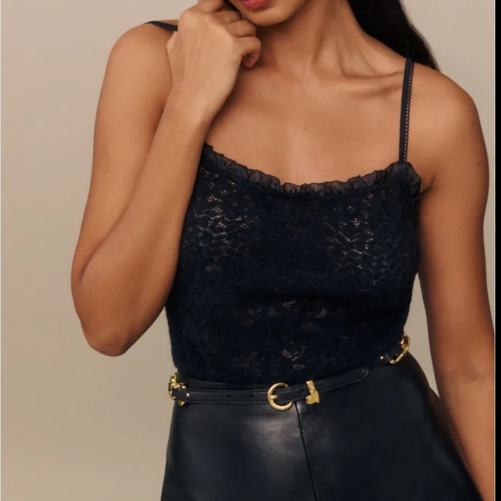 Reformation Black Lace Camisole